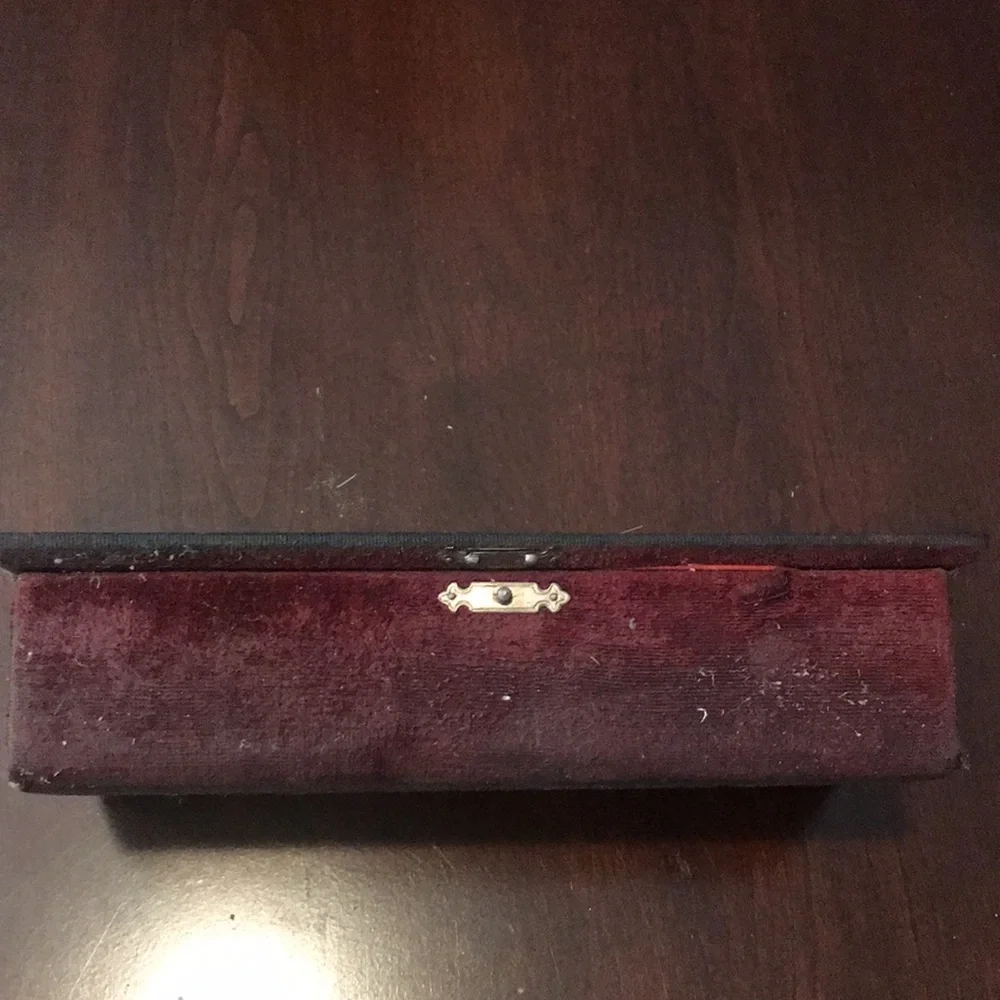 Antique hand held mirror in original dresser box